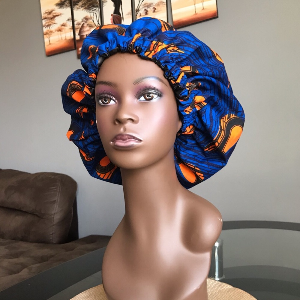 Large 2 in 1 Ankara Bonnet with Satin